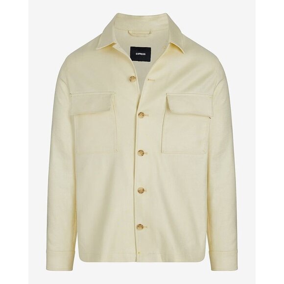 EXPRESS EXTRA SLIM YELLOW LINEN-BLEND SHIRT JACKET MEDIUM RETAIL $149 NEW - Picture 5 of 8